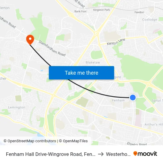 Fenham Hall Drive-Wingrove Road, Fenham to Westerhope map