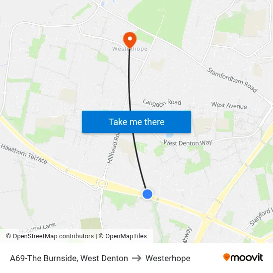 A69-The Burnside, West Denton to Westerhope map