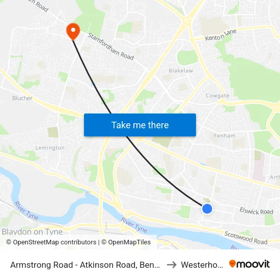 Armstrong Road - Atkinson Road, Benwell to Westerhope map