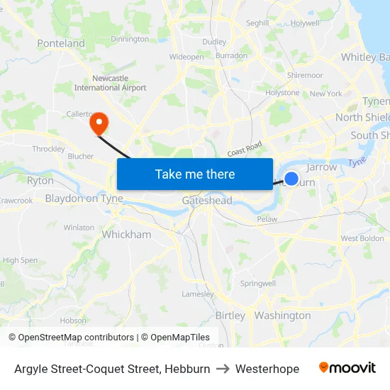 Argyle Street-Coquet Street, Hebburn to Westerhope map
