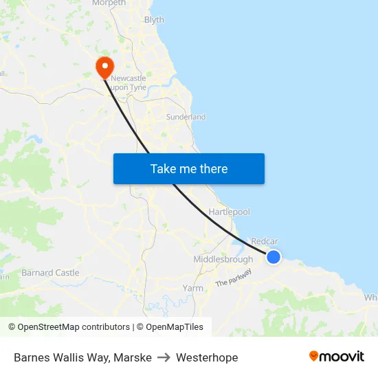 Barnes Wallis Way, Marske to Westerhope map