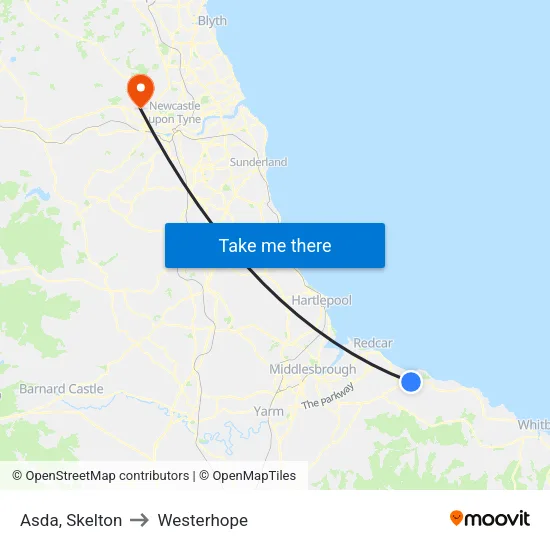 Asda, Skelton to Westerhope map