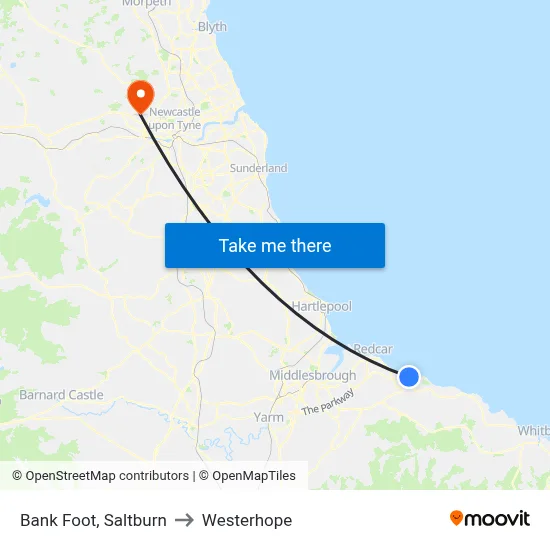 Bank Foot, Saltburn to Westerhope map