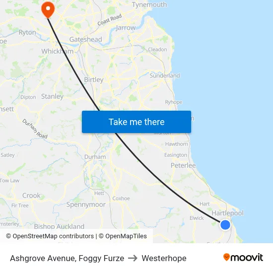 Ashgrove Avenue, Foggy Furze to Westerhope map