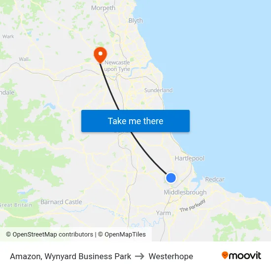 Amazon, Wynyard Business Park to Westerhope map