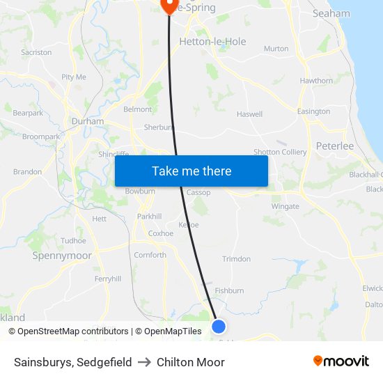 Sainsburys, Sedgefield to Chilton Moor map