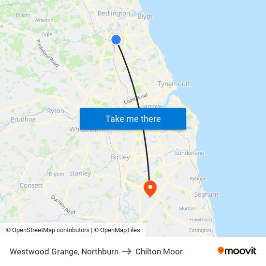 Westwood Grange, Northburn to Chilton Moor map