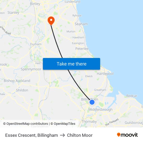 Essex Crescent, Billingham to Chilton Moor map