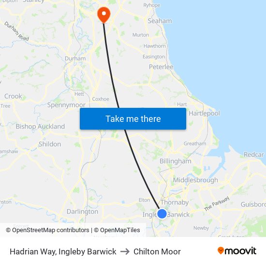 Hadrian Way, Ingleby Barwick to Chilton Moor map