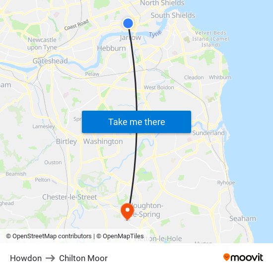 Howdon to Chilton Moor map