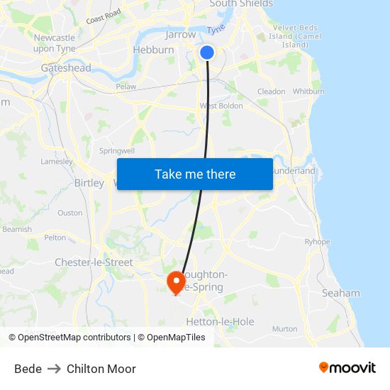 Bede to Chilton Moor map