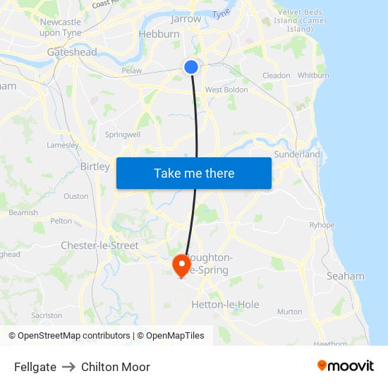 Fellgate to Chilton Moor map