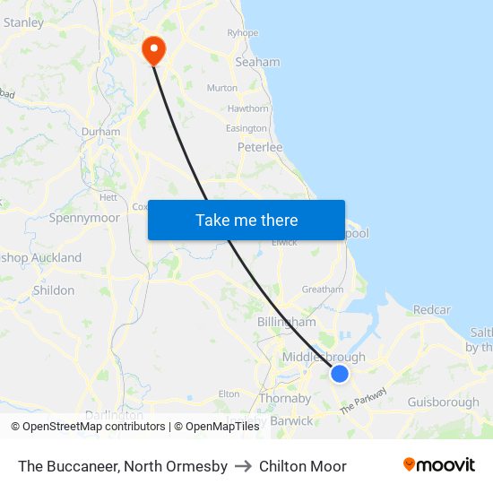 The Buccaneer, North Ormesby to Chilton Moor map