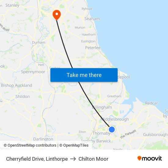 Cherryfield Drive, Linthorpe to Chilton Moor map