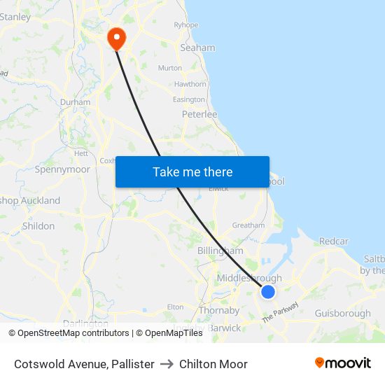 Cotswold Avenue, Pallister to Chilton Moor map