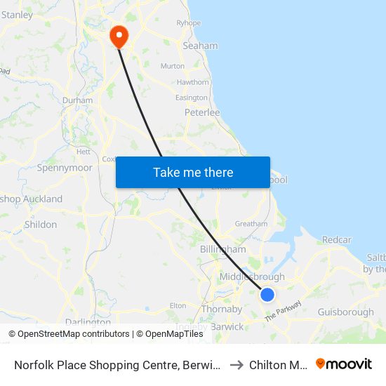 Norfolk Place Shopping Centre, Berwick Hills to Chilton Moor map