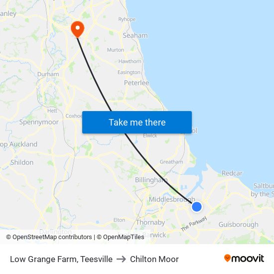 Low Grange Farm, Teesville to Chilton Moor map