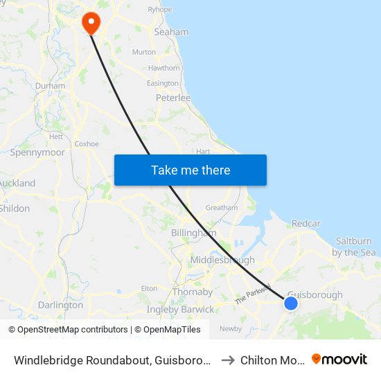 Windlebridge Roundabout, Guisborough to Chilton Moor map