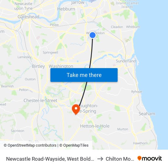 Newcastle Road-Wayside, West Boldon to Chilton Moor map