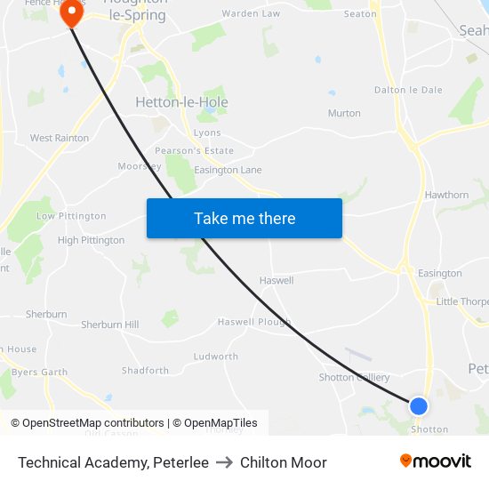 Technical Academy, Peterlee to Chilton Moor map