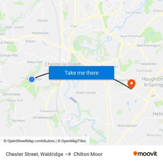 Chester Street, Waldridge to Chilton Moor map