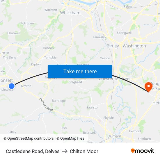 Castledene Road, Delves to Chilton Moor map