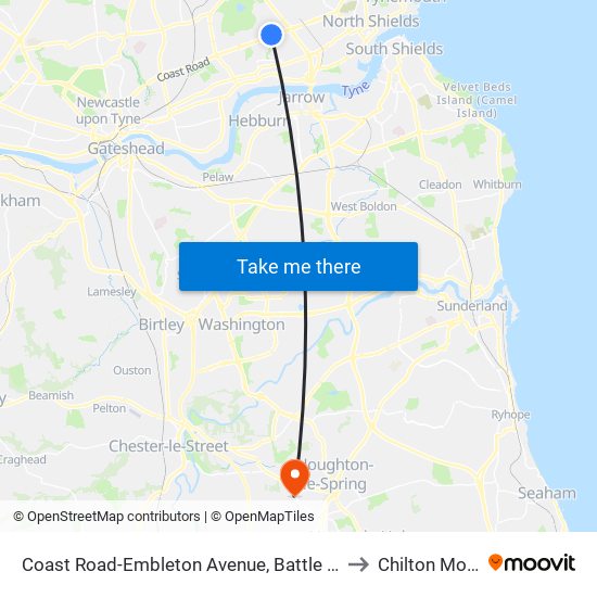 Coast Road-Embleton Avenue, Battle Hill to Chilton Moor map