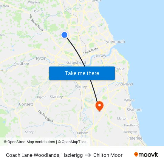 Coach Lane-Woodlands, Hazlerigg to Chilton Moor map