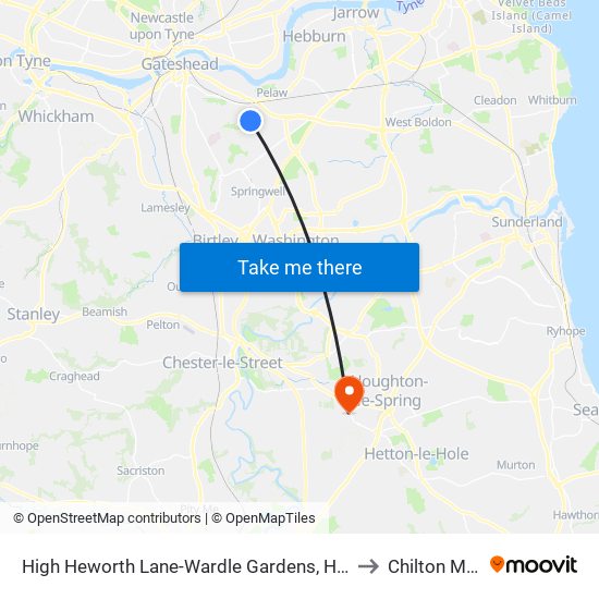 High Heworth Lane-Wardle Gardens, Heworth to Chilton Moor map