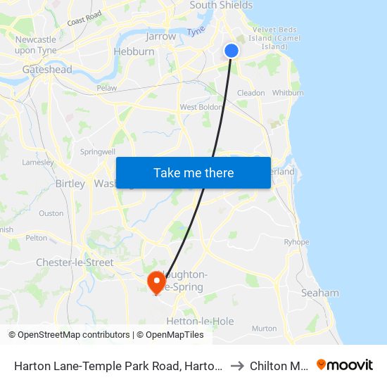 Harton Lane-Temple Park Road, Harton Moor to Chilton Moor map