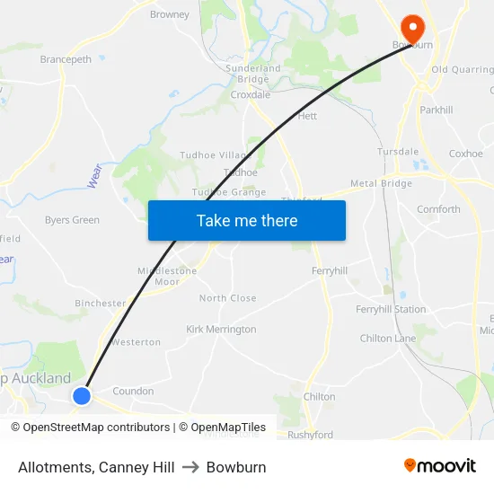Allotments, Canney Hill to Bowburn map