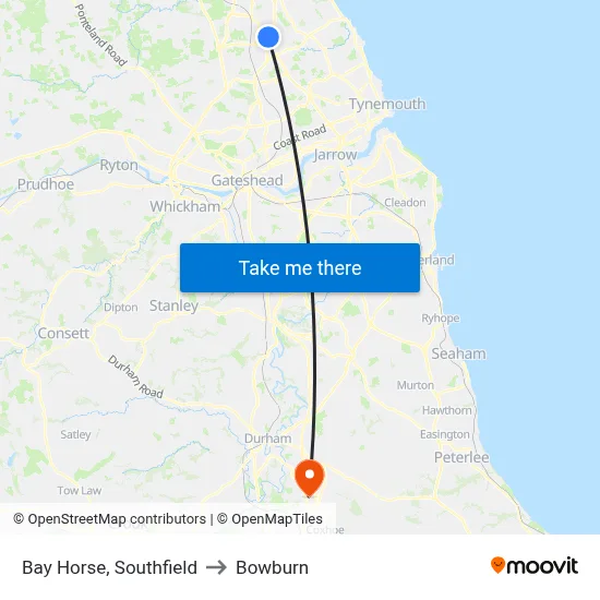 Bay Horse, Southfield to Bowburn map