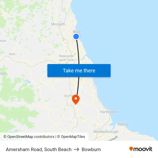 Amersham Road, South Beach to Bowburn map
