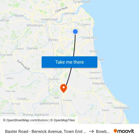 Baxter Road - Berwick Avenue, Town End Farm to Bowburn map