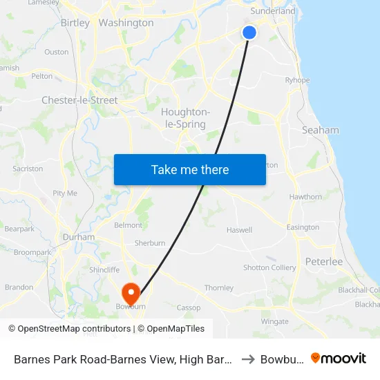 Barnes Park Road-Barnes View, High Barnes to Bowburn map