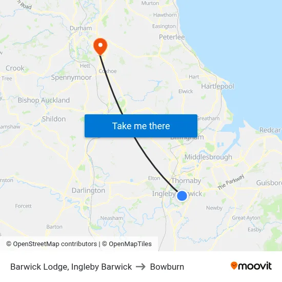 Barwick Lodge, Ingleby Barwick to Bowburn map