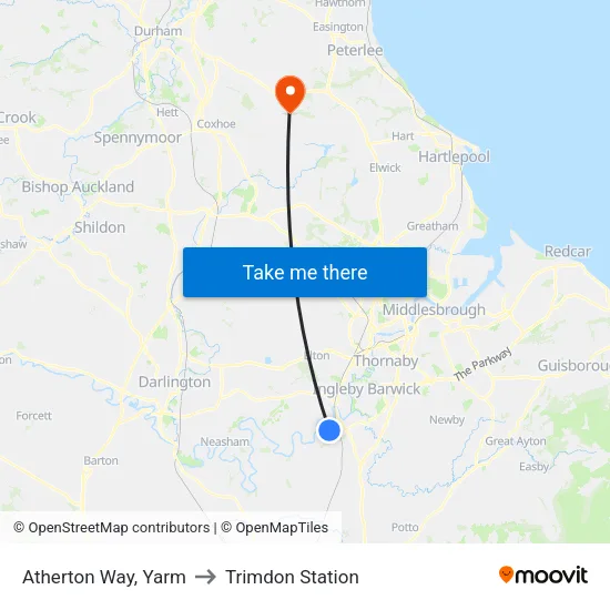Atherton Way, Yarm to Trimdon Station map