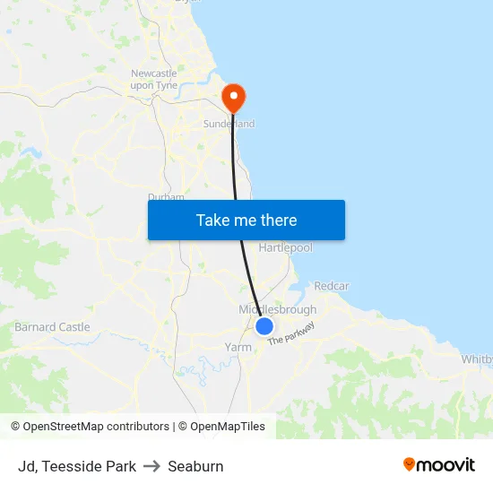 Jd, Teesside Park to Seaburn map