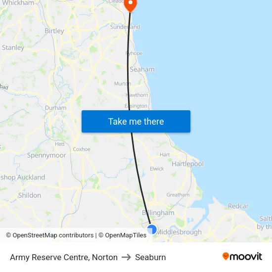 Army Reserve Centre, Norton to Seaburn map