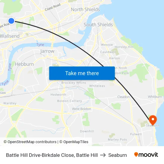Battle Hill Drive-Birkdale Close, Battle Hill to Seaburn map