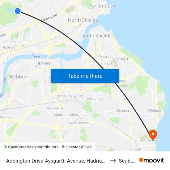 Addington Drive-Aysgarth Avenue, Hadrian Park to Seaburn map