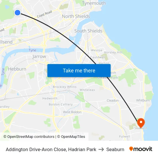 Addington Drive-Avon Close, Hadrian Park to Seaburn map