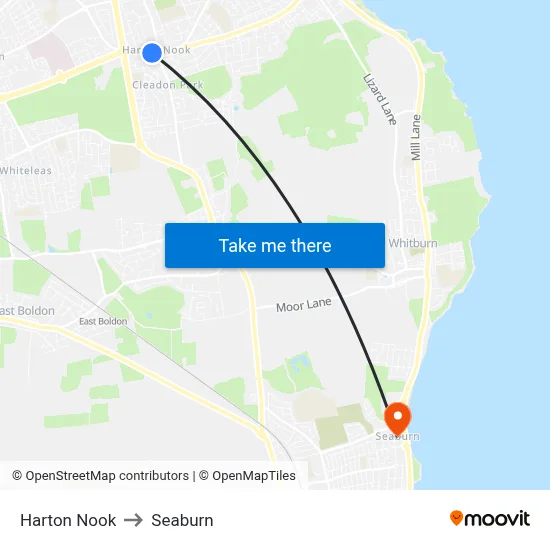 Harton Nook to Seaburn map
