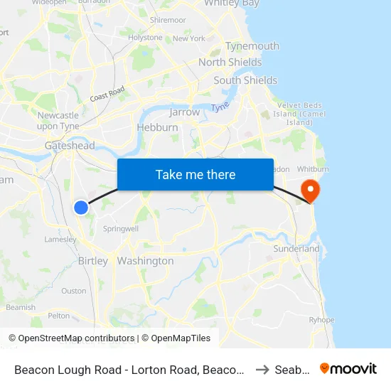 Beacon Lough Road - Lorton Road, Beacon Lough to Seaburn map