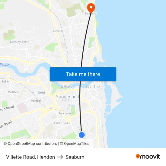 Villette Road, Hendon to Seaburn map