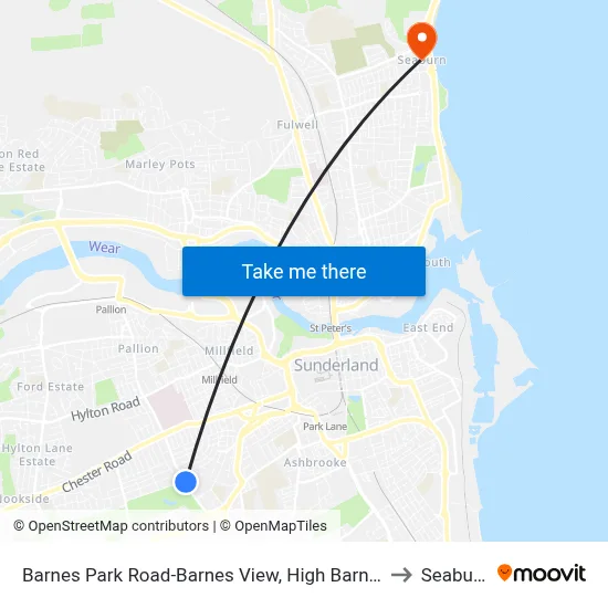 Barnes Park Road-Barnes View, High Barnes to Seaburn map