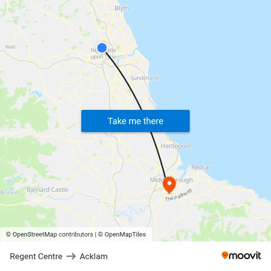 Regent Centre to Acklam map