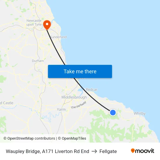 Waupley Bridge, A171 Liverton Rd End to Fellgate map