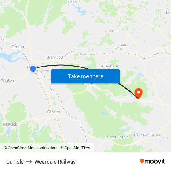 Carlisle to Weardale Railway map