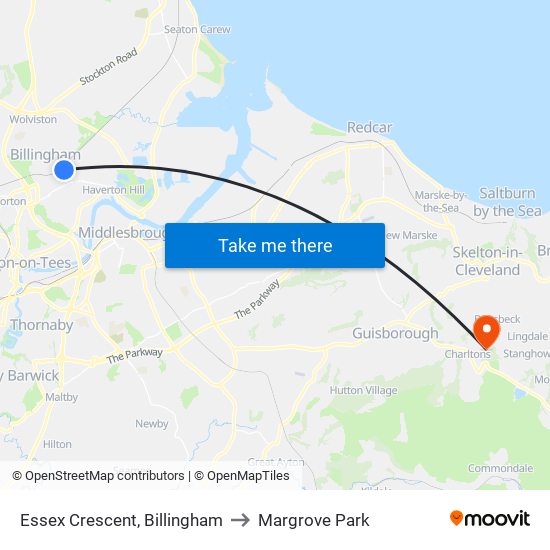 Essex Crescent, Billingham to Margrove Park map